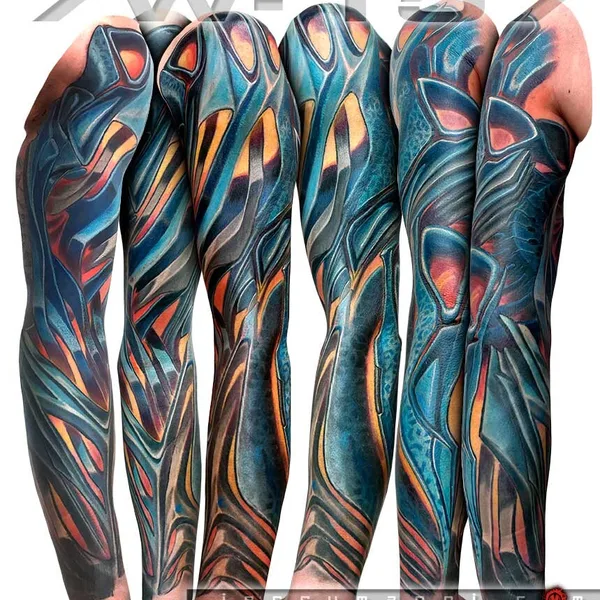 Biomechanical tattoo by Jerry Magni in Bergamo