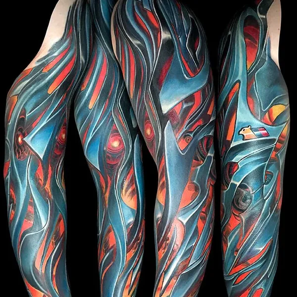 Biomechanical tattoo by Jerry Magni in Bergamo