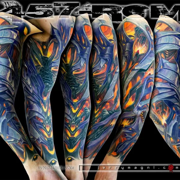 Biomechanical tattoo by Jerry Magni in Bergamo
