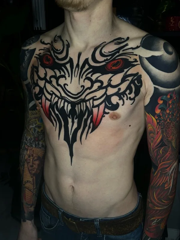 male black freehand Tatuagem em breast #96334 | Tatuador Сергей Карпенко