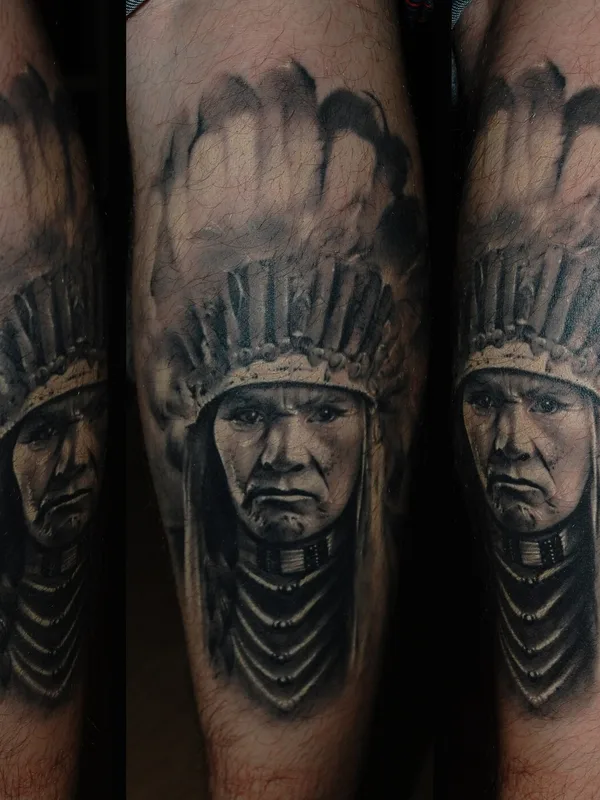 black and grey realism татуировка на calf #101459 | Тату мастер Андрей Антракс