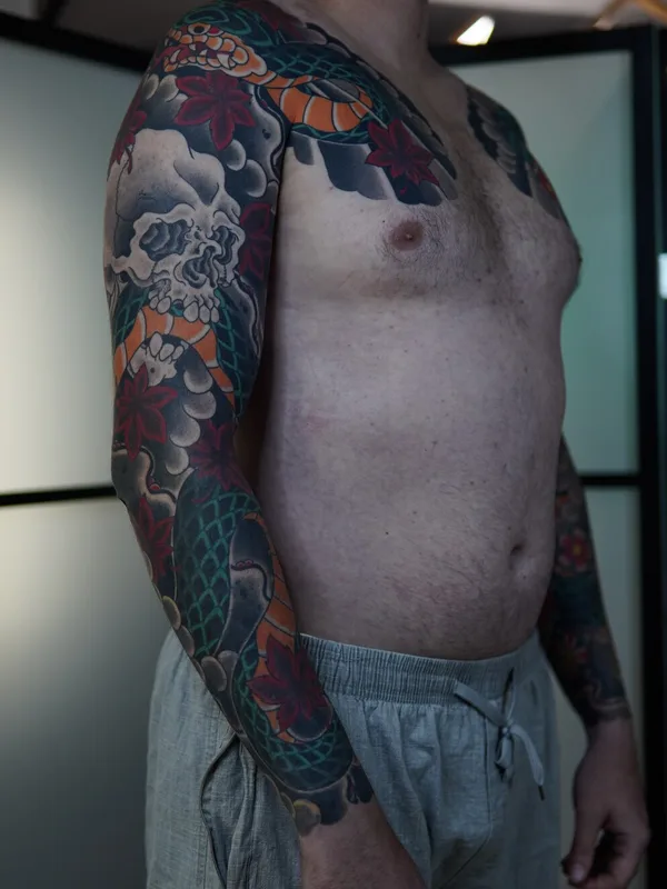male color japanese татуировка на sleeve #103951 | Тату мастер Акулов Марк