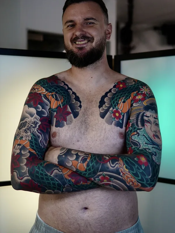 male color japanese татуировка на sleeve #103947 | Тату мастер Акулов Марк