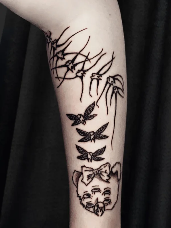 black linework татуировка на forearm #96615 | Тату мастер Серёжа bochagger