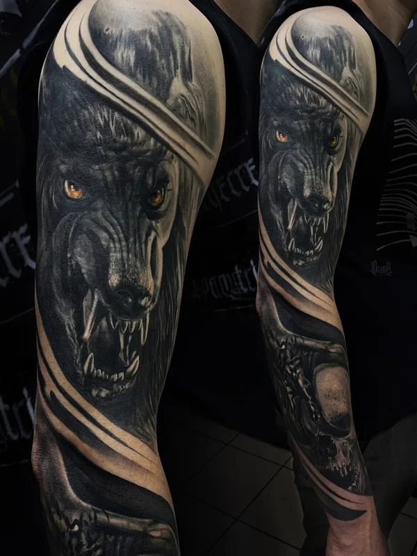 black and grey realism 타투 부위 full sleeve #96659 | 타투이스트 Тимур Юсупов