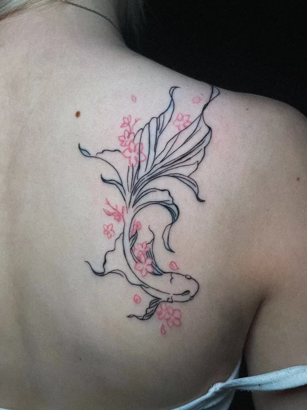 female color linework татуировка на shoulder blade #96732 | Тату мастер Симон Меливар