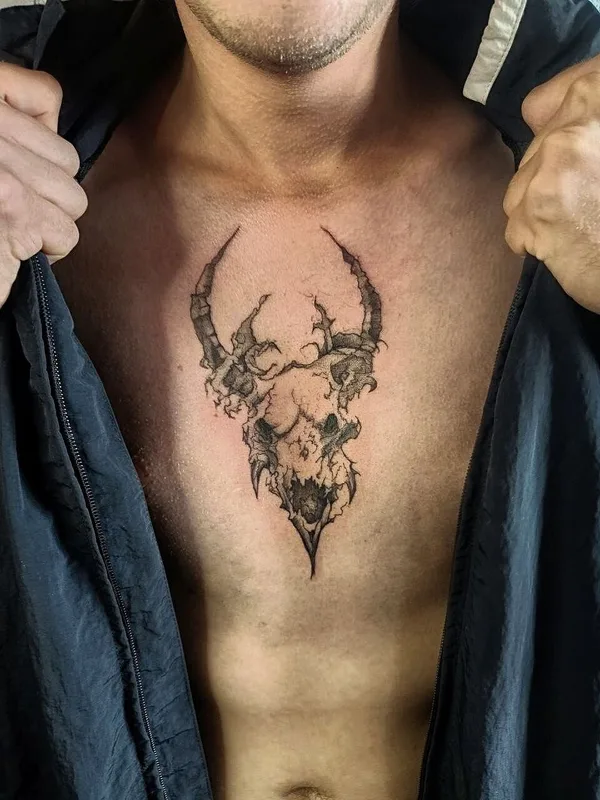 male black and grey dark татуировка на breast #97157 | Тату мастер Дарья Янушкевич 