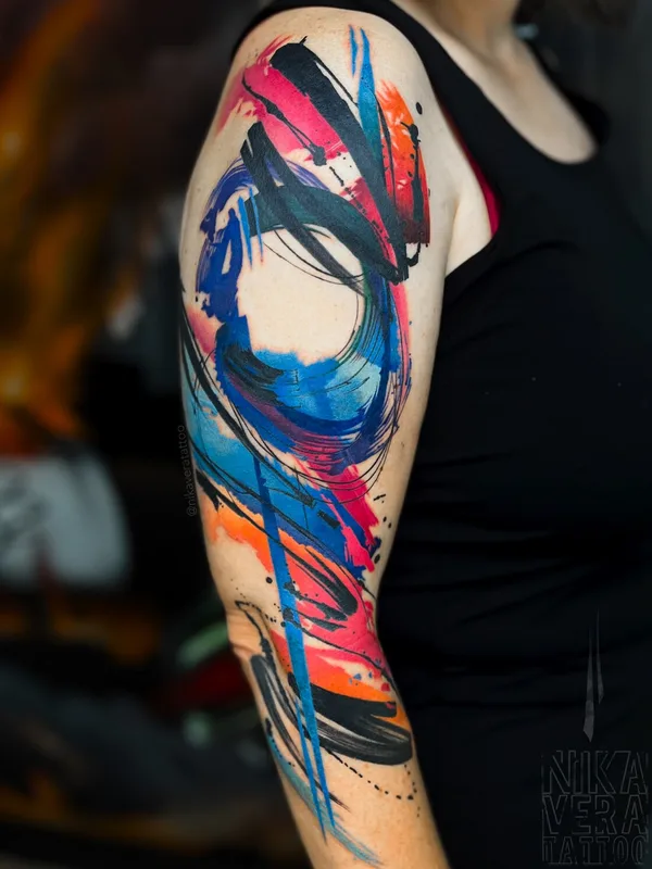 female color watercolor 타투 부위 shoulder #97026 | 타투이스트 Nikaveratattoo