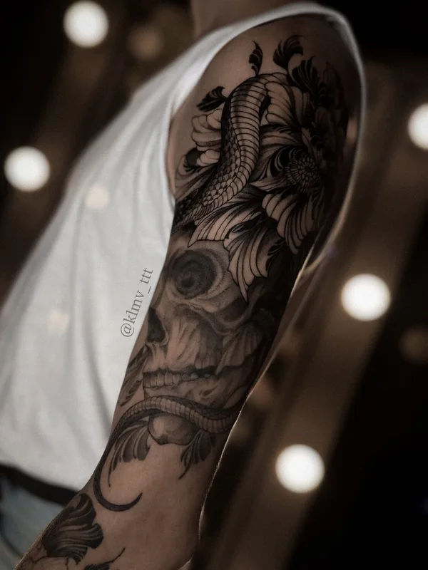 black and grey black and grey 타투 부위 full sleeve #97091 | 타투이스트 Юля Кильмаева