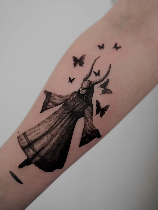 black and grey blackwork 纹身 在 forearm #97231 | 纹身师 Felipe Abel