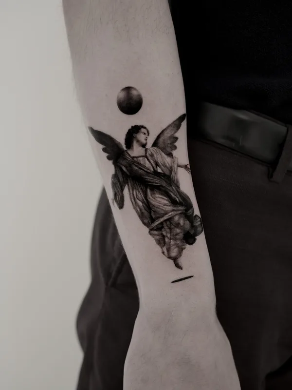 black and grey black and grey 纹身 在 forearm #97232 | 纹身师 Felipe Abel