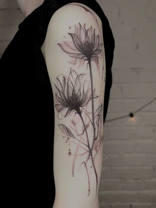 black and grey botanic татуировка на upper arm #97306 | Тату мастер Надежда Анатольевна Мазалова