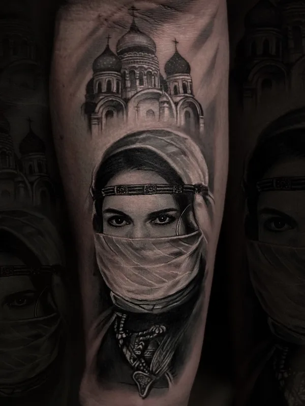 female black and grey realism tattoo on forearm #97343 | Tattoo Artist Давид Степанян
