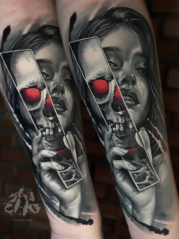 female black and grey realism tattoo on forearm #97409 | Tattoo Artist Александр Менгазиев
