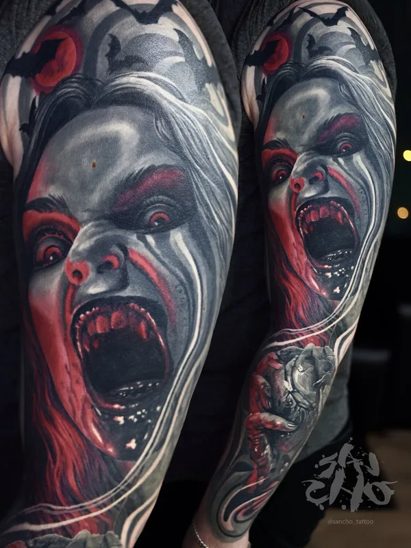 color realism tattoo on full sleeve #97413 | Tattoo Artist Александр Менгазиев