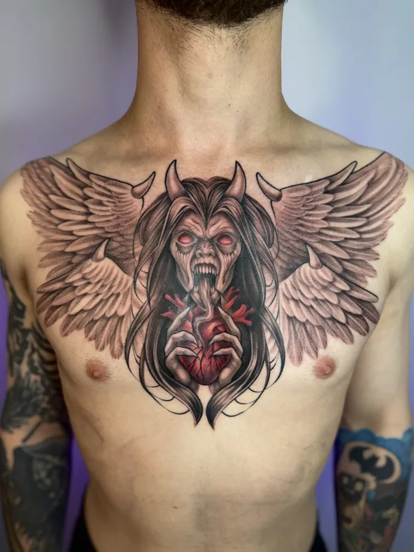 male black neotraditional tatuaje en breast #97756 | Tatuador Dasha Kostrova