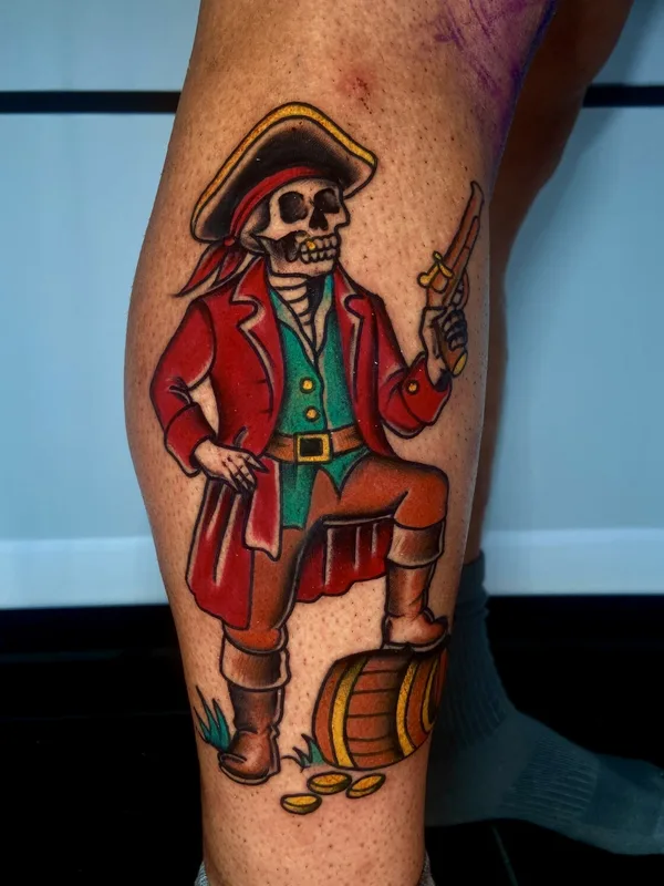 color traditional 타투 부위 calf #98038 | 타투이스트 Omar Alvarez