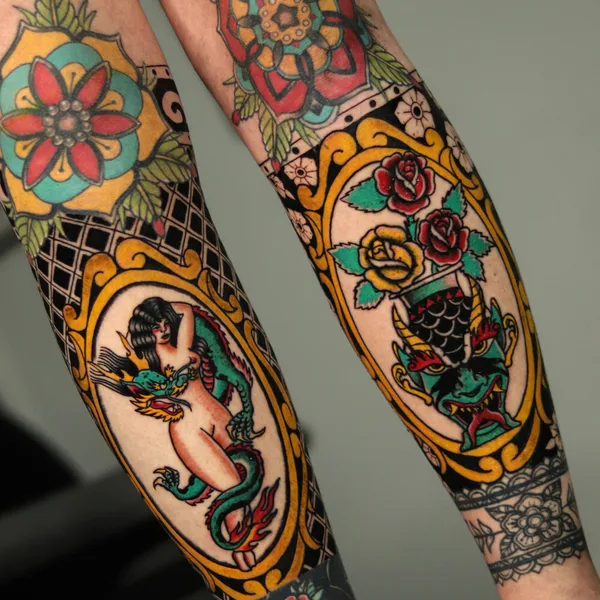 Old School tattoo by Omar Alvarez in Medellín