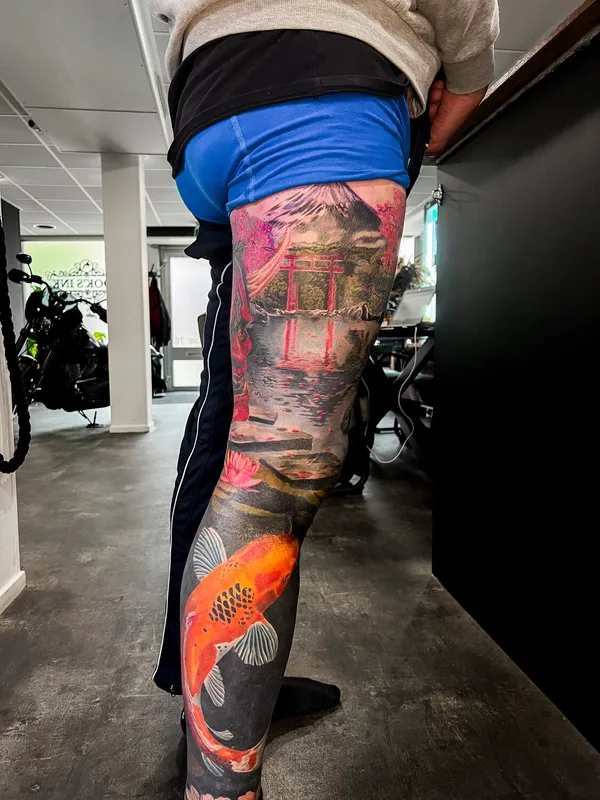 color japanese tatuaje en full leg #98012 | Tatuador Remko