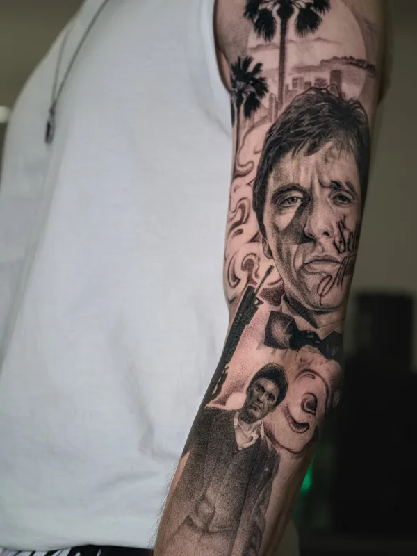 black and grey black and grey татуировка на full sleeve #98016 | Тату мастер Valerii Kanay