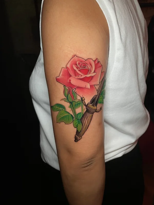female color neotraditional татуировка на shoulder #98068 | Тату мастер Senia Falcone