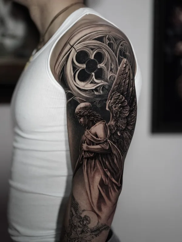 male black and grey realism татуировка на leg #98078 | Тату мастер Vas