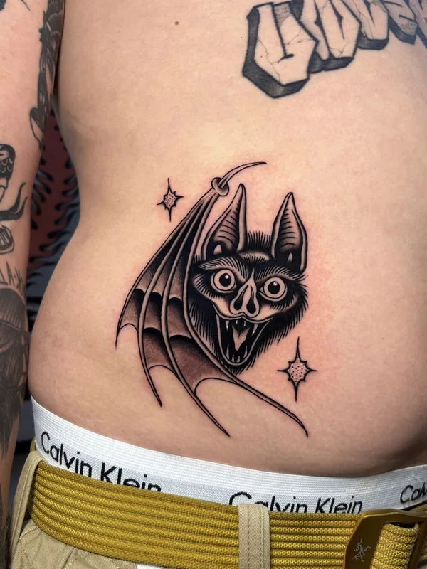 black and grey traditional Tatuaggio su stomach #98088 | Tatuatore Павел Seneli