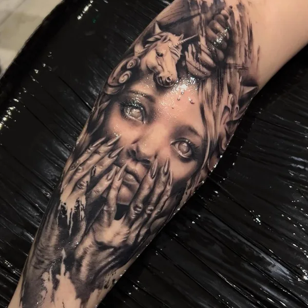 Dotwork tattoo by Silvia Kereki