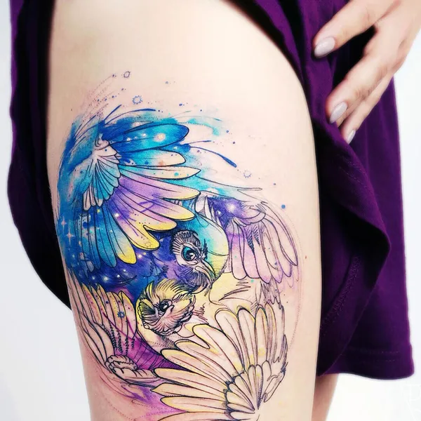 Watercolor tattoo by MissPank in Poznań