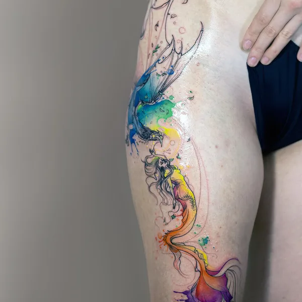 Watercolor tattoo by MissPank in Poznań