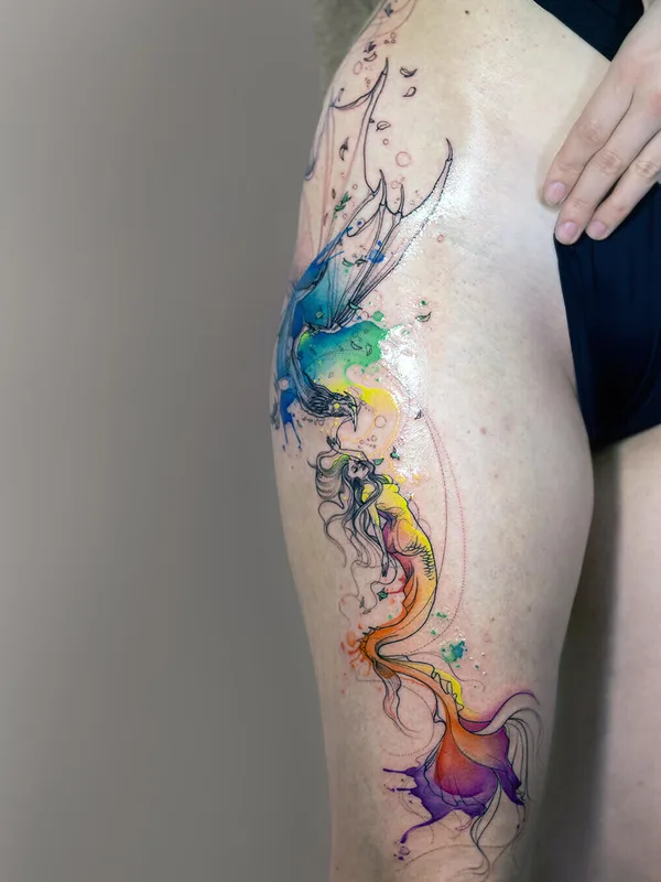 Watercolor tattoo by MissPank in Poznań