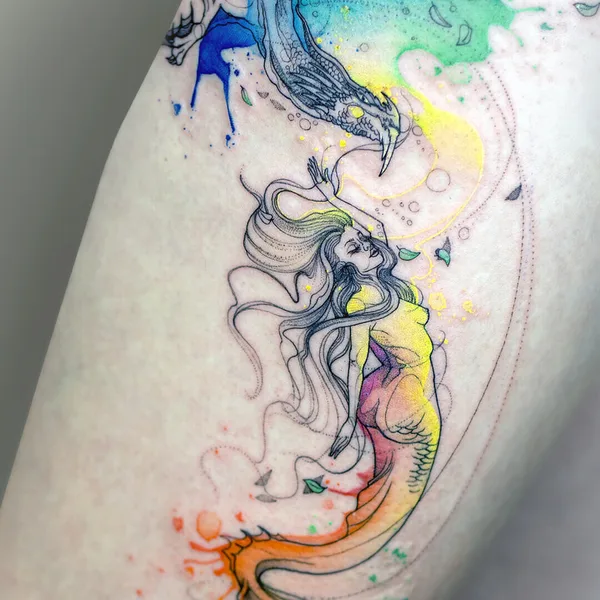 Watercolor tattoo by MissPank in Poznań