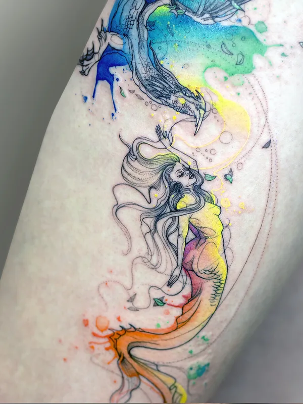 Watercolor tattoo by MissPank in Poznań