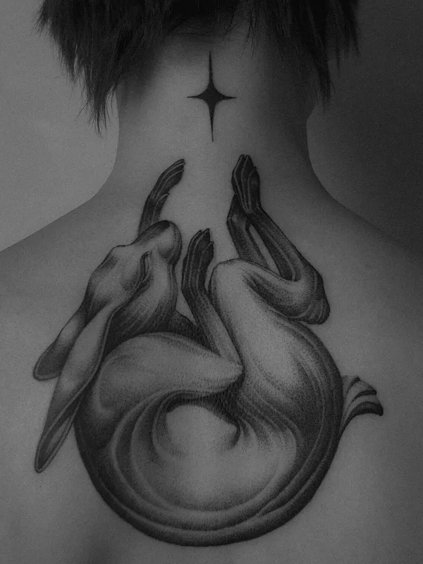 black and grey black and grey татуировка на back of neck #98550 | Тату мастер Alexey Renoit