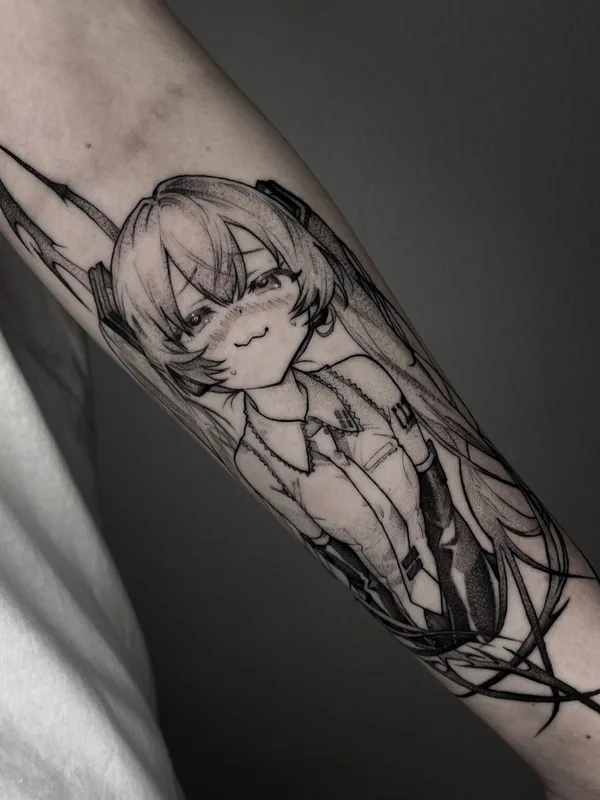 black and grey anime 타투 부위 forearm #98562 | 타투이스트 Андрон Стэн