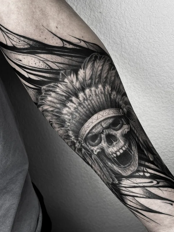 black and grey black and grey 타투 부위 forearm #98567 | 타투이스트 Андрон Стэн