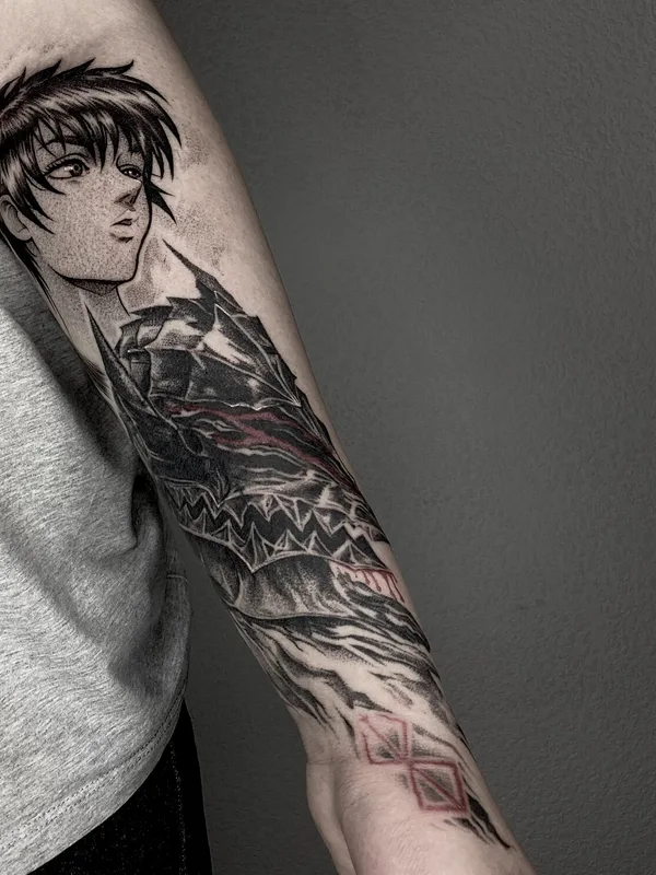 black and grey anime 타투 부위 forearm #98566 | 타투이스트 Андрон Стэн