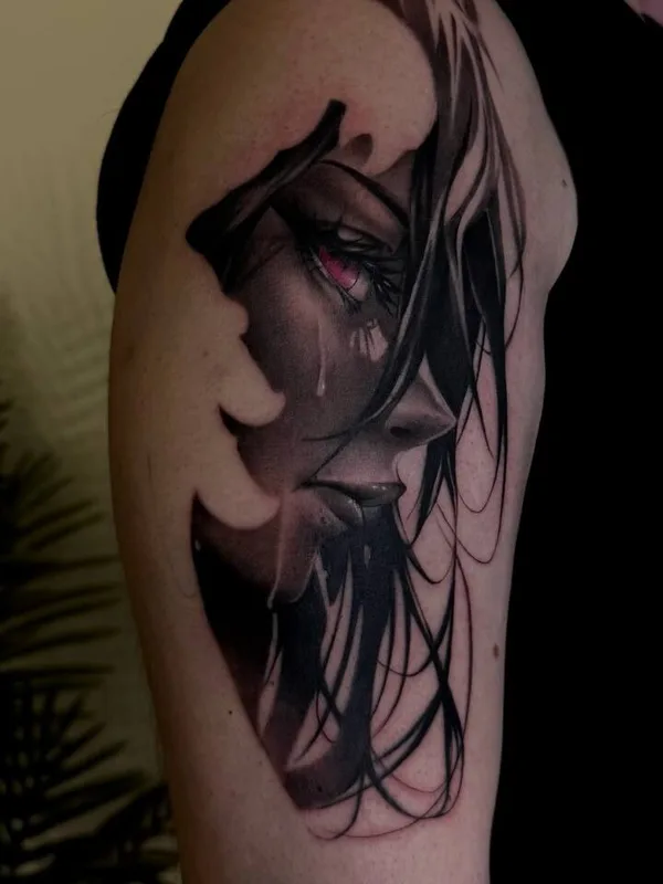black and grey realism tattoo auf upper arm #98949 | Tätowierer Анита Симка