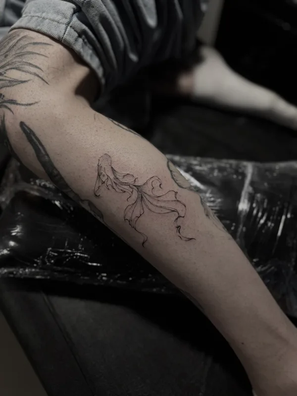 black fineline tattoo on forearm #98972 | Tattoo Artist julia wzertis