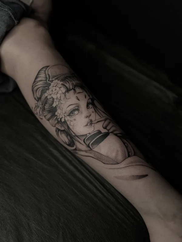 black and grey illustrative tattoo on forearm #101167 | Tattoo Artist julia wzertis