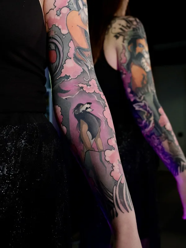 female color illustrative татуировка на full sleeve #99447 | Тату мастер Кристина Яфаровa | Nakolyu Kupola