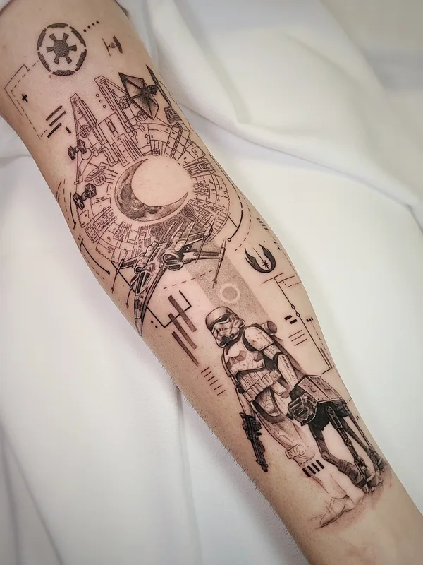 black and grey sketch Tatuaggio su forearm #99184 | Tatuatore Daniel Moreno