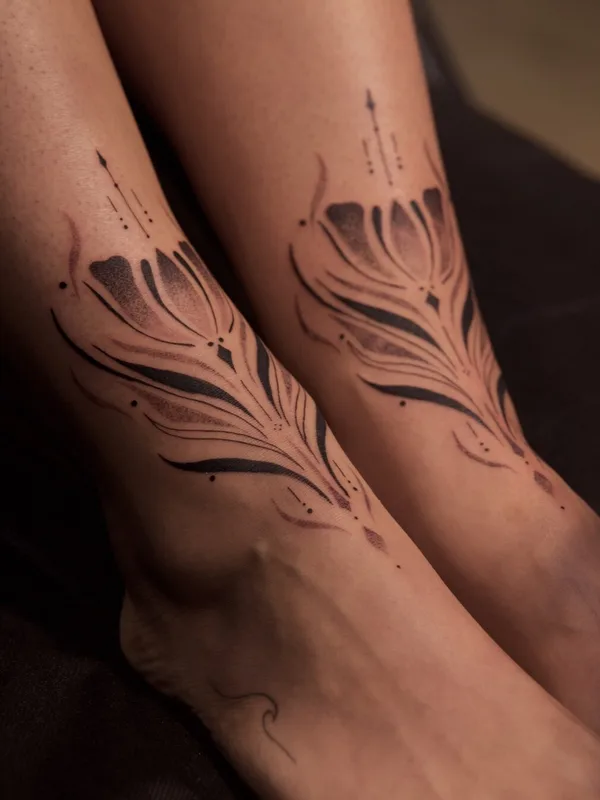 female black linework 타투 부위 ankle #99389 | 타투이스트 Dark Autumn - Monica