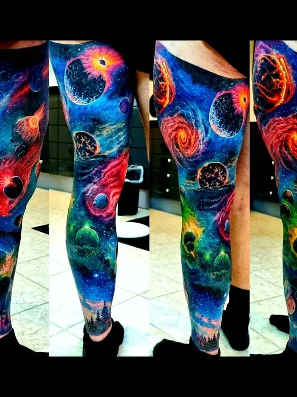 color watercolor татуировка на full leg #100757 | Тату мастер Lisa South