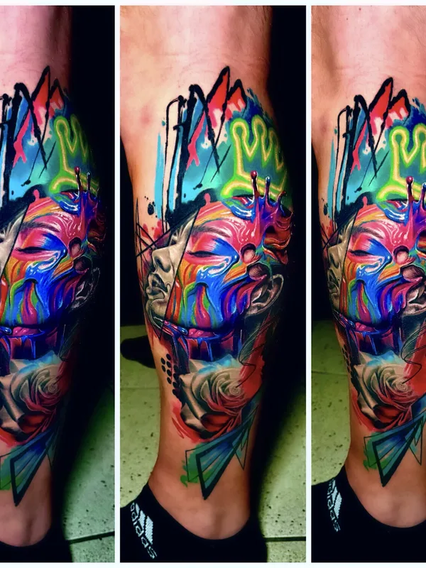 color abstract татуировка на calf #100759 | Тату мастер Lisa South