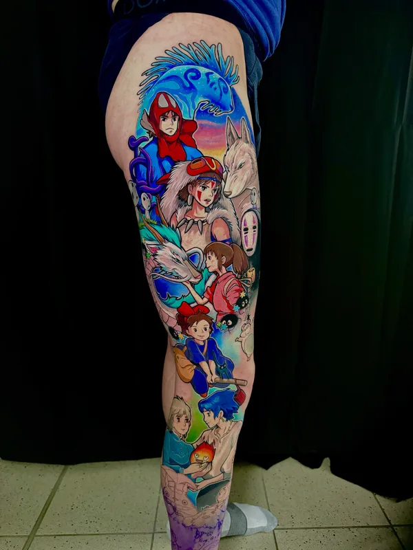 color anime татуировка на full leg #100760 | Тату мастер Lisa South