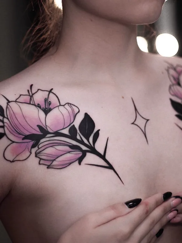 female color neotraditional 타투 부위 breast #100549 | 타투이스트 Яворская Анастасия