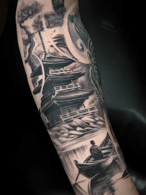 black and grey japanese tattoo auf forearm #99706 | Tätowierer Андрей Смолин