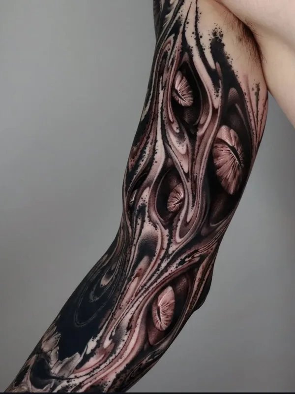 black and grey biomechanical татуировка на full sleeve #99719 | Тату мастер Impasto