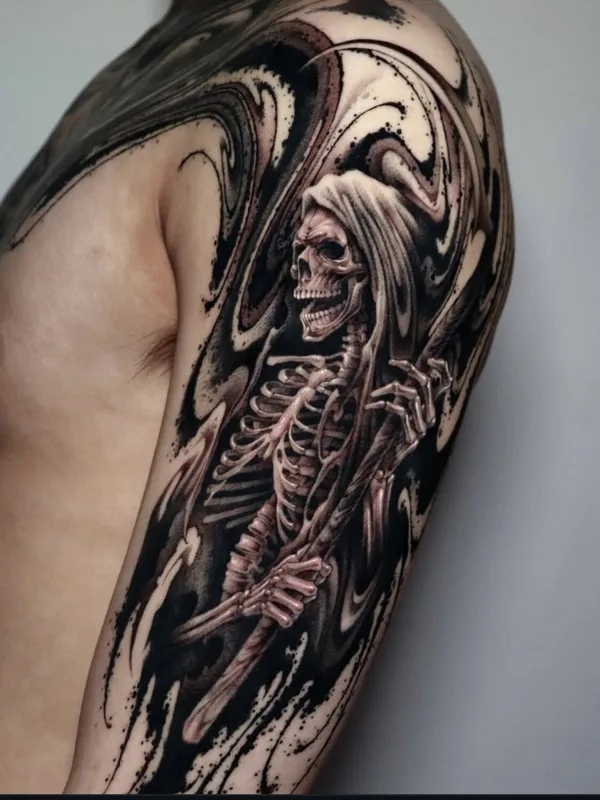 black and grey realism татуировка на full sleeve #99720 | Тату мастер Impasto